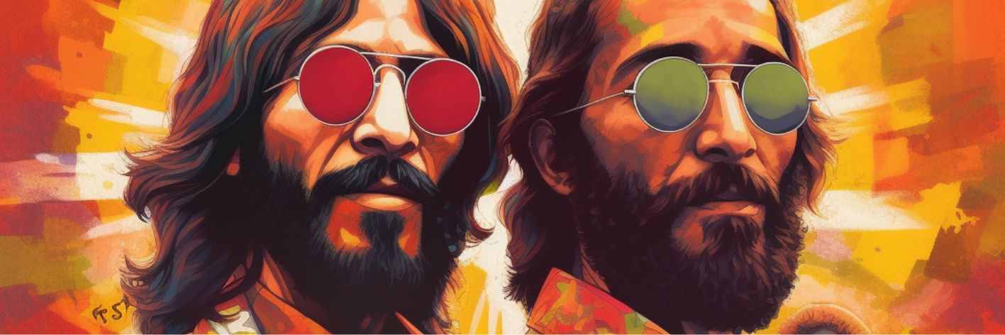 Canzoni contro la guerra, 10 grandi classici di U2, George Harrison, Marvin Gaye, Bob Dylan, John Lennon, Bob Dylan. Illustrazione di Giovanni Scafoglio con l'ausilio di AI