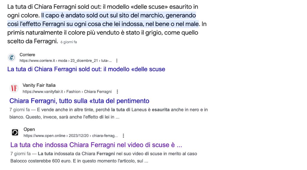 Fake news Ferragni e la tuta sold out: quando il giornalismo preferisce la velocità alla verità. Dal Corriere della Sera ad Open.