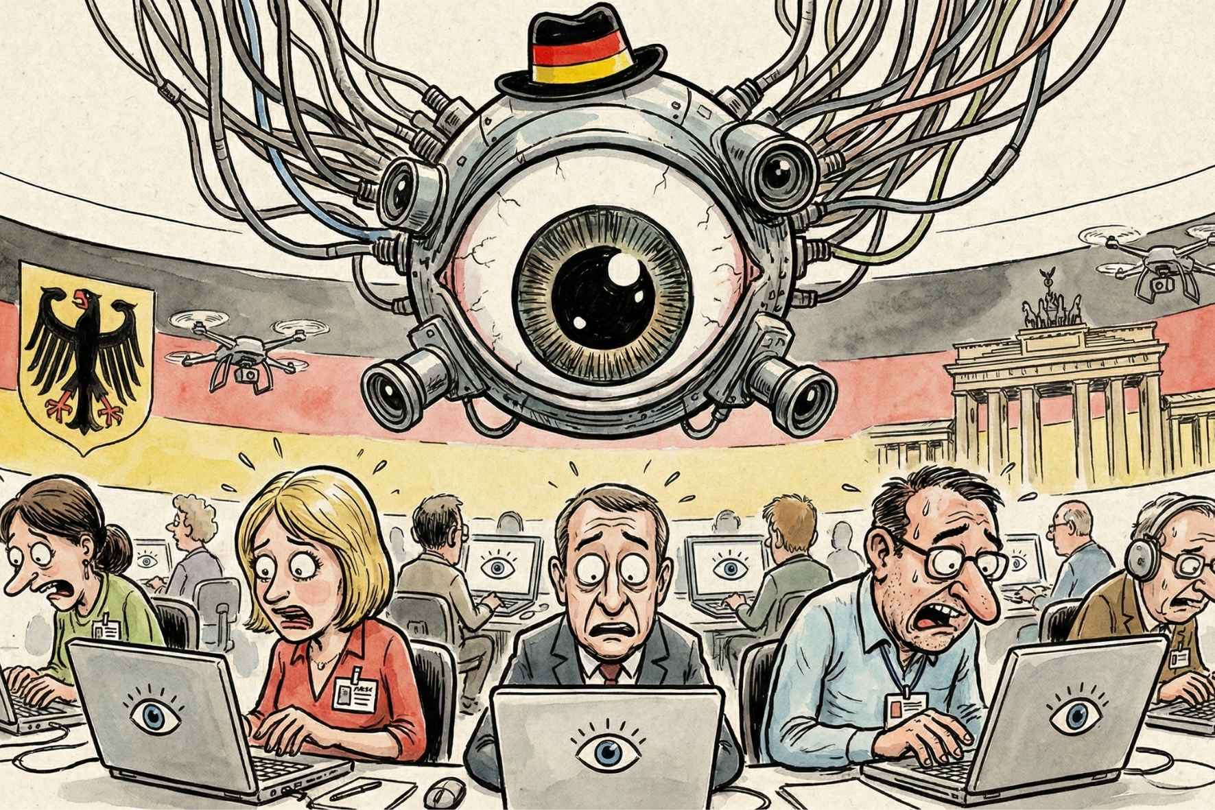 Germania: una legge permetterà agli algoritmi di spiare i giornalisti oltee che i cittadini tramite Google, Meta e X di Elon Musk