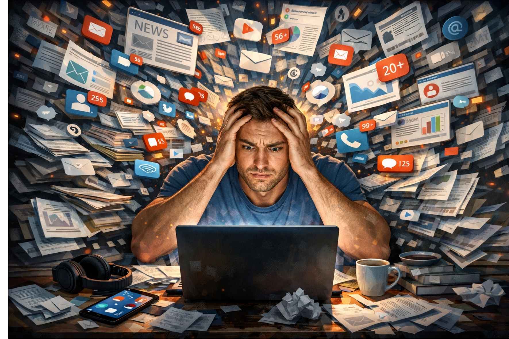 ecco cos'è l'infobesity: sovraccarico informativo: troppe fonti, troppe notifiche e troppi contenuti in poco tempo saturano l’elaborazione mentale