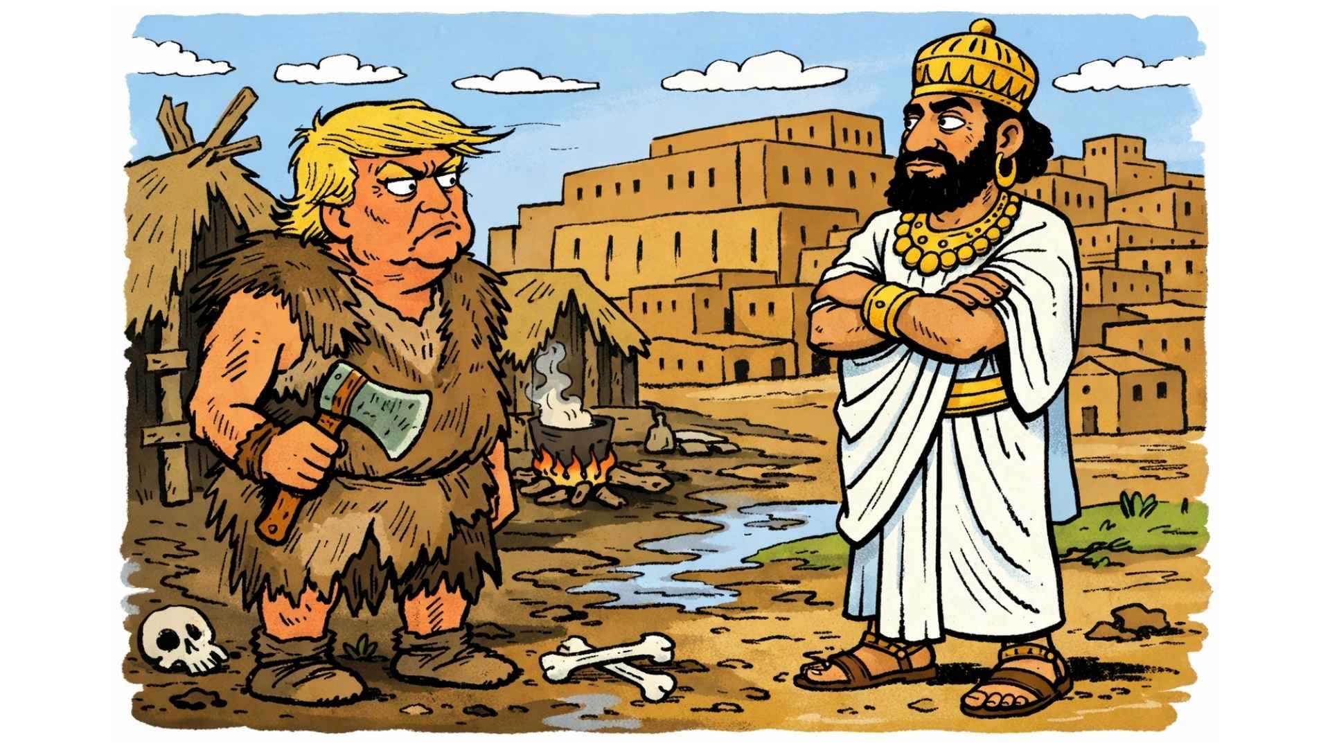 Trump Iran età della pietra è puro analfabetismo. Suna (iran) è una delle prime città della storia mentre gli Avi di Trump erano dei primitivi